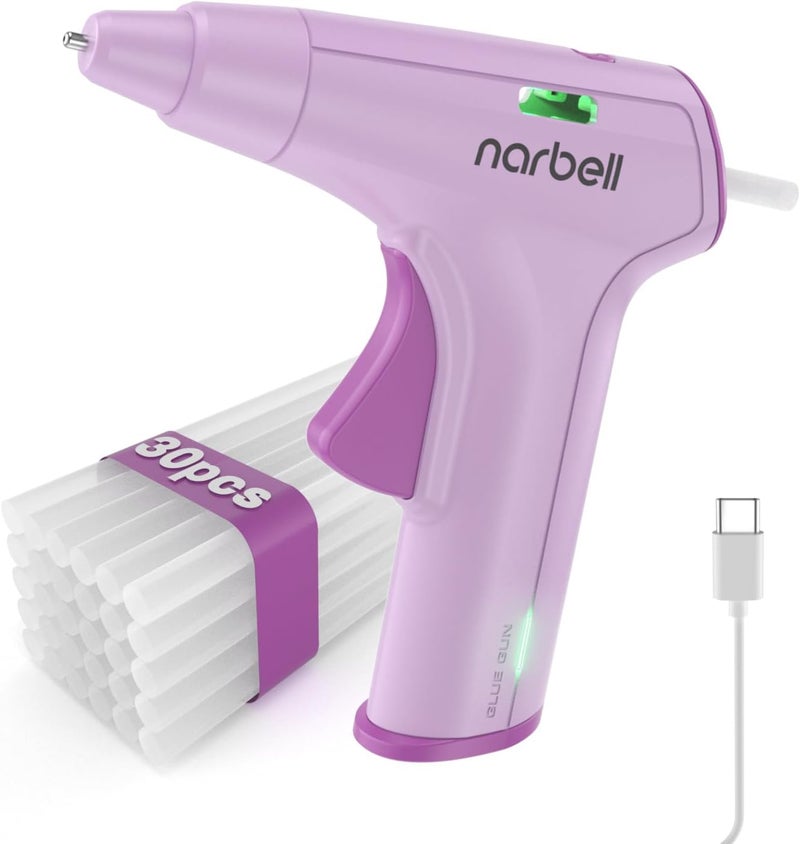 Narbell Cordless Hot Glue Gun Kit with 30 Pcs Sticks,Less Drip Nozzle,12s Preheating,2Ah Battery,Auto Shut-Off - Image 1